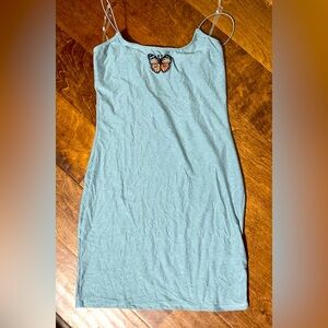 Butterfly Embellished Blue Women's Top